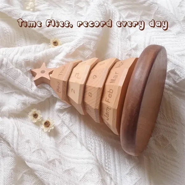 Wooden Christmas Tree Perpetual Calendar