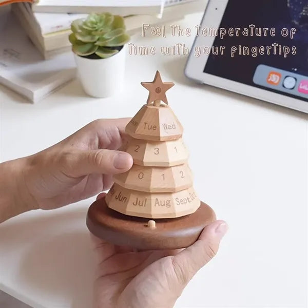 Wooden Christmas Tree Perpetual Calendar