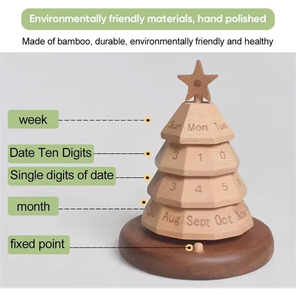 Wooden Christmas Tree Perpetual Calendar
