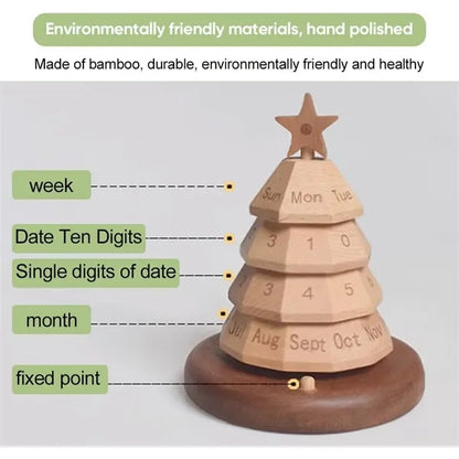 Wooden Christmas Tree Perpetual Calendar