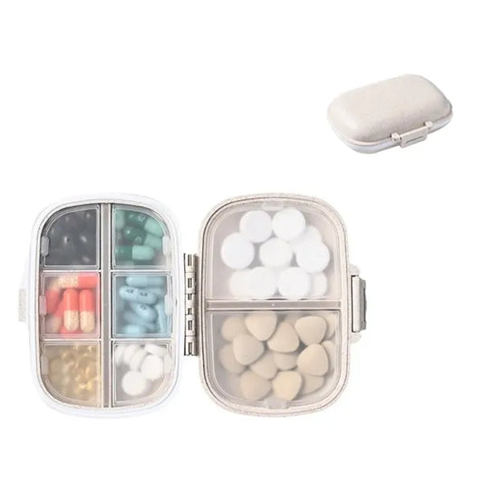 Portable 8-Compartment Sealed Pill Box