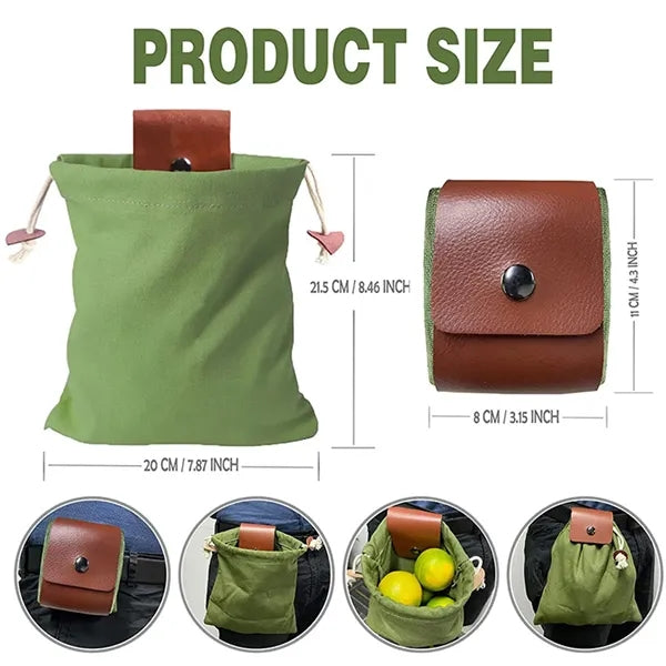 Portable Pu Leather Foraging Pouch With Drawstring