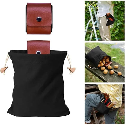 Portable Pu Leather Foraging Pouch With Drawstring