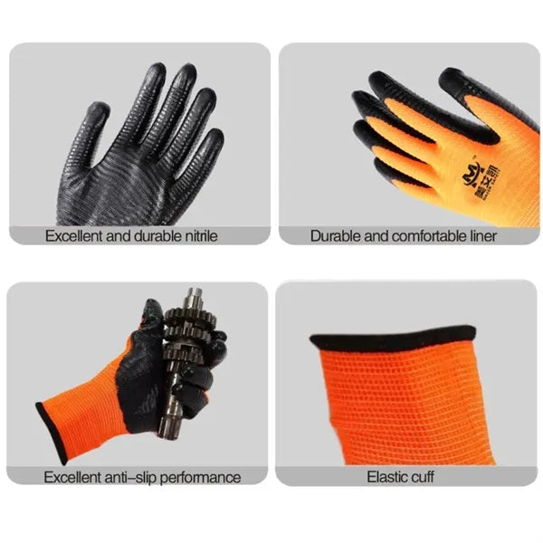 Zebra Polyester With Black Nitrile Coated Gloves