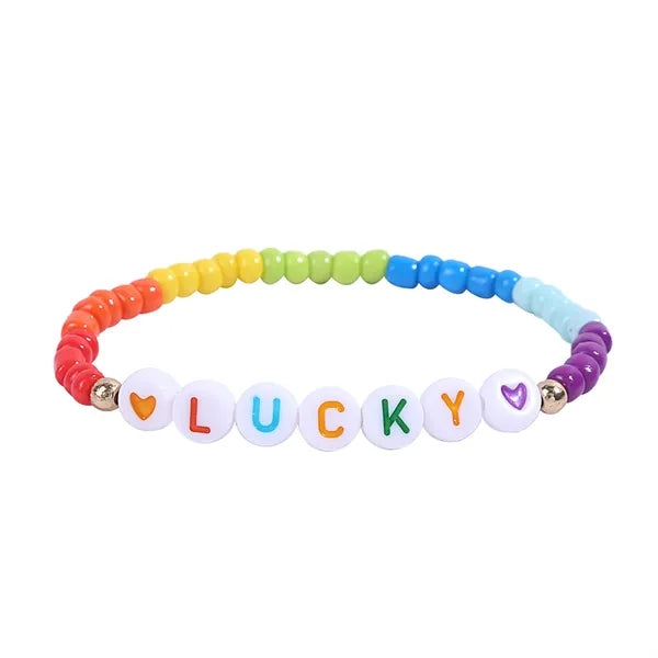 Beaded Elastic Letter Bracelets
