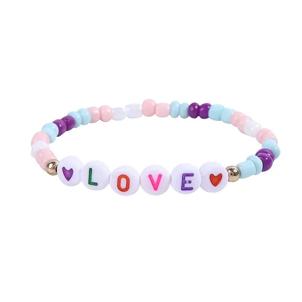 Beaded Elastic Letter Bracelets