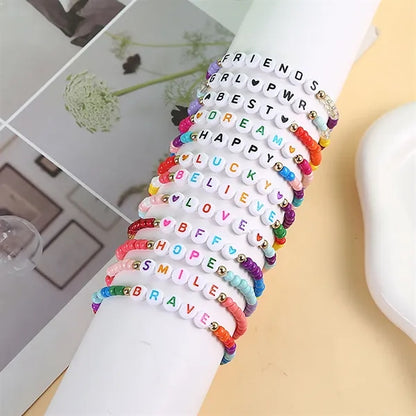 Beaded Elastic Letter Bracelets