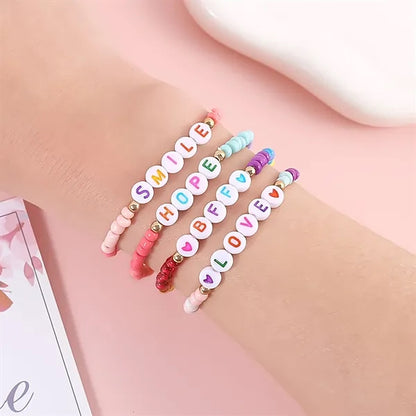 Beaded Elastic Letter Bracelets
