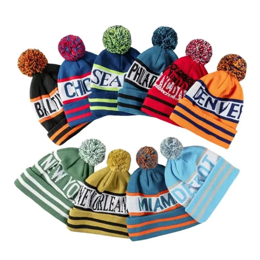 Jacquard Pom Beanie With Cuff