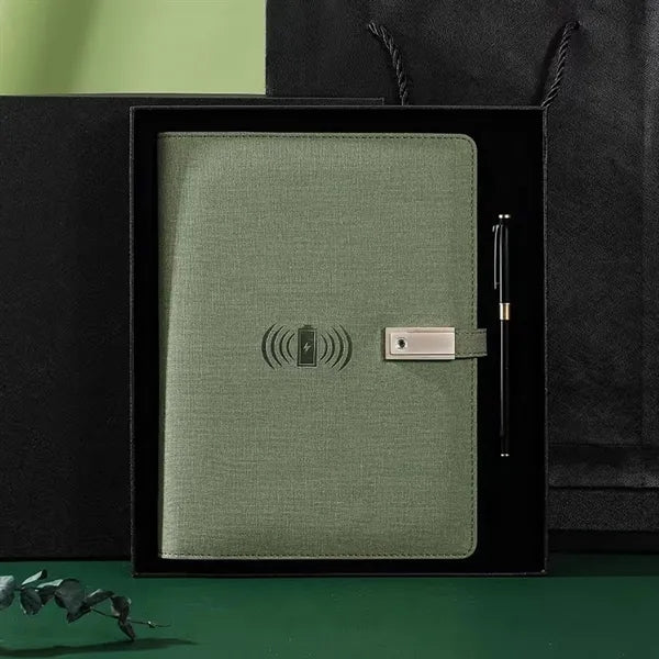 8000Mah Charging Notebook With Usb Drive Gift Set