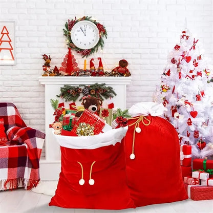 Santa Claus Large Gingham Gift Bag