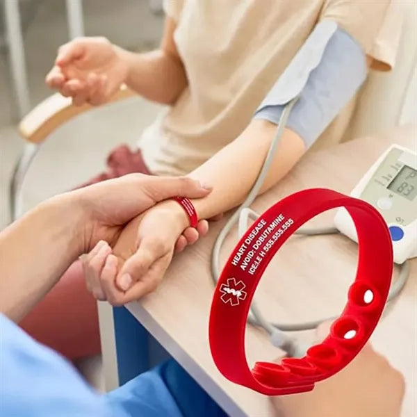 Adjustable Silicone Medical Alert ID QR code Bracelet