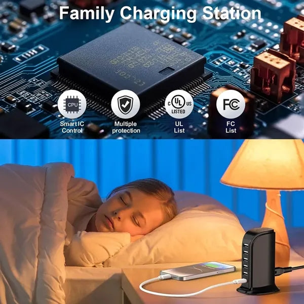 5-Port USB Charger Block with Type C