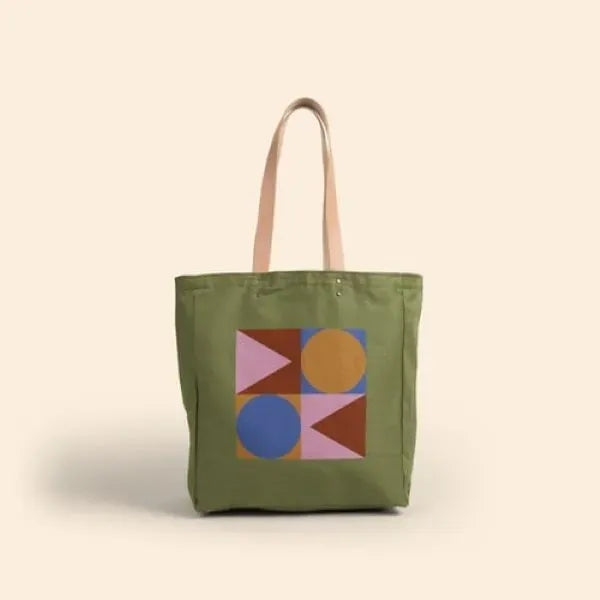 All That Grocery Tote - Colored Canvas with Leather Handles