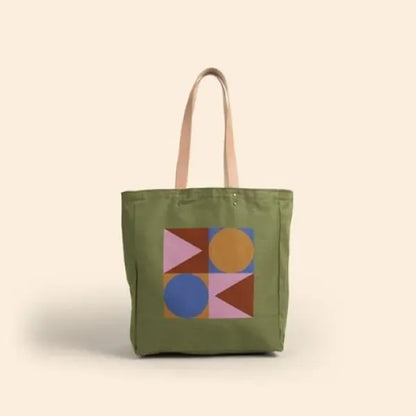 All That Grocery Tote - Colored Canvas with Leather Handles