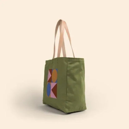 All That Grocery Tote - Colored Canvas with Leather Handles