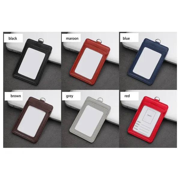 Retractable Leather ID Badge Holder