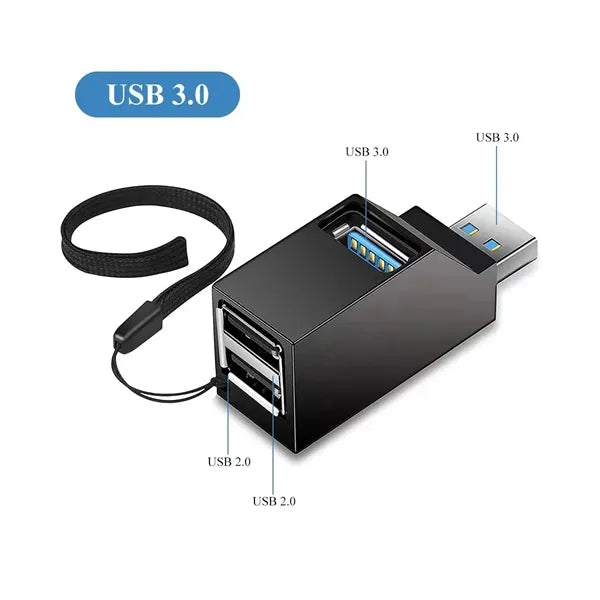 3 Port USB Hub Splitter for Laptop