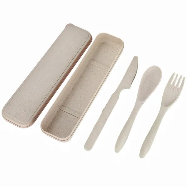 Wheat Straw Knife Fork Spoon Tableware Set Outdoor Travel