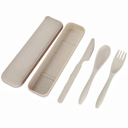 Wheat Straw Knife Fork Spoon Tableware Set Outdoor Travel