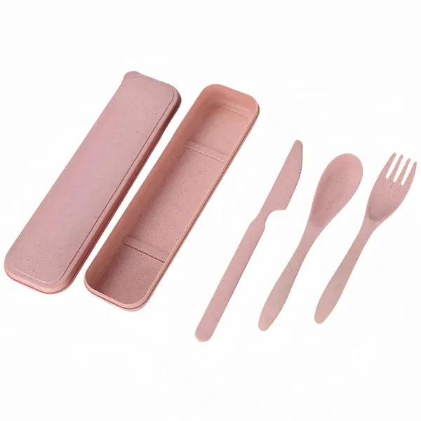 Wheat Straw Knife Fork Spoon Tableware Set Outdoor Travel