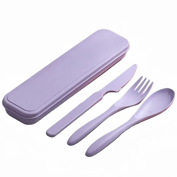 Wheat Straw Knife Fork Spoon Tableware Set Outdoor Travel