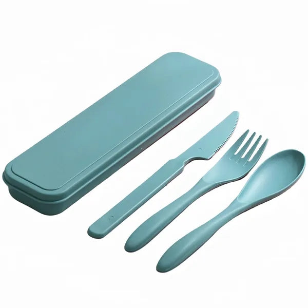 Wheat Straw Knife Fork Spoon Tableware Set Outdoor Travel