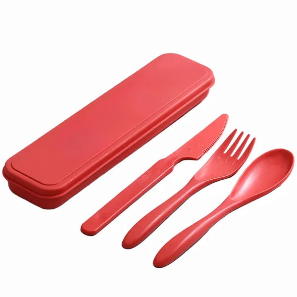 Wheat Straw Knife Fork Spoon Tableware Set Outdoor Travel