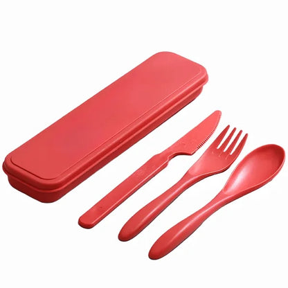 Wheat Straw Knife Fork Spoon Tableware Set Outdoor Travel