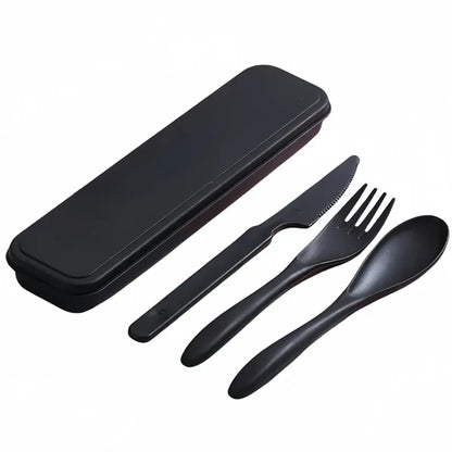 Wheat Straw Knife Fork Spoon Tableware Set Outdoor Travel