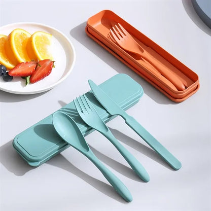 Wheat Straw Knife Fork Spoon Tableware Set Outdoor Travel