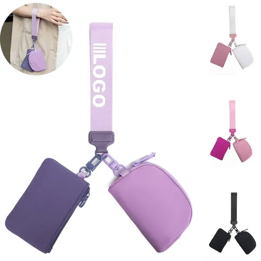 Mini Dual Pouch Wristlet Keychain Wallets