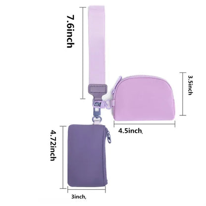Mini Dual Pouch Wristlet Keychain Wallets