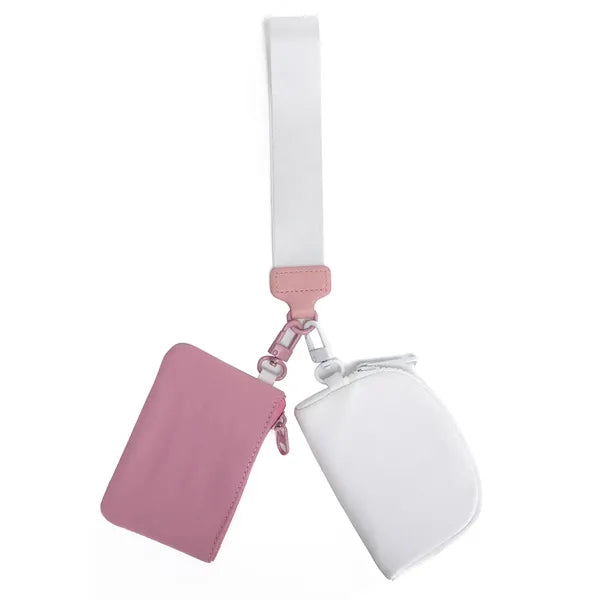 Mini Dual Pouch Wristlet Keychain Wallets