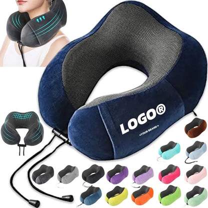 Portable Side Storage Memory Foam U Shape Travel Pillow