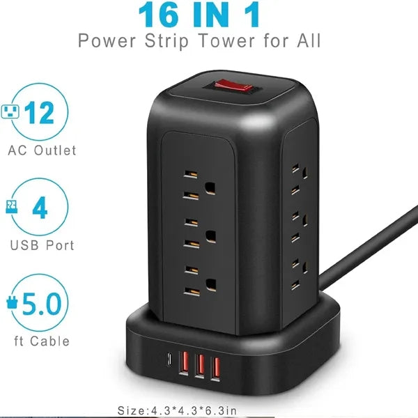 Towel Power Strip Multi Outlets USB Ports Charging Station