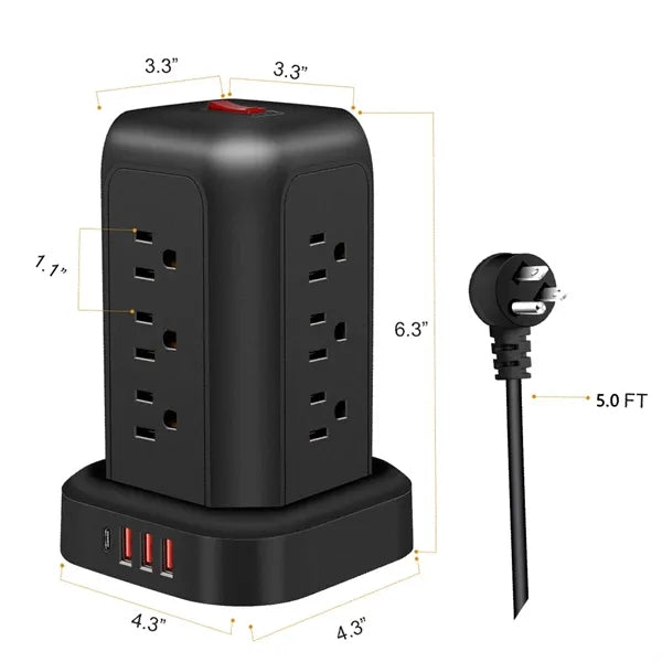 Towel Power Strip Multi Outlets USB Ports Charging Station