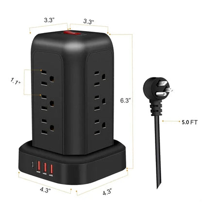 Towel Power Strip Multi Outlets USB Ports Charging Station