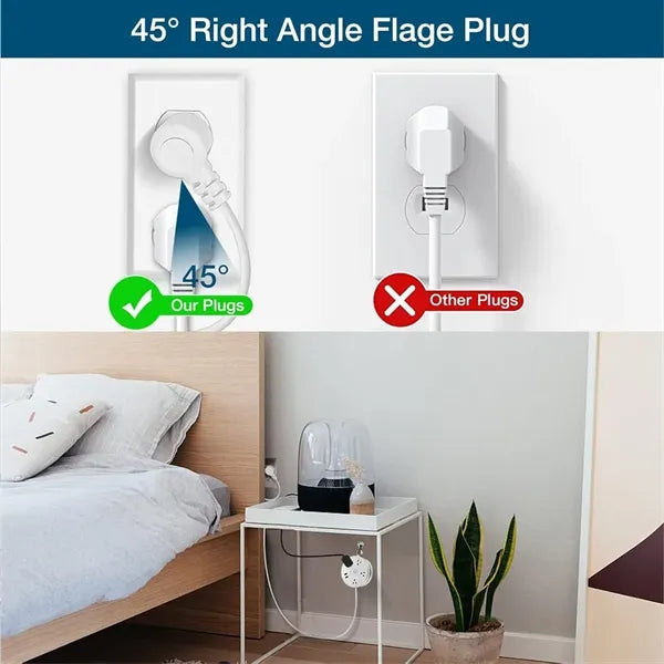 Retractable Power Strip Surge Protector with Hook Extension