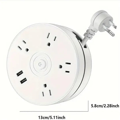 Retractable Power Strip Surge Protector with Hook Extension
