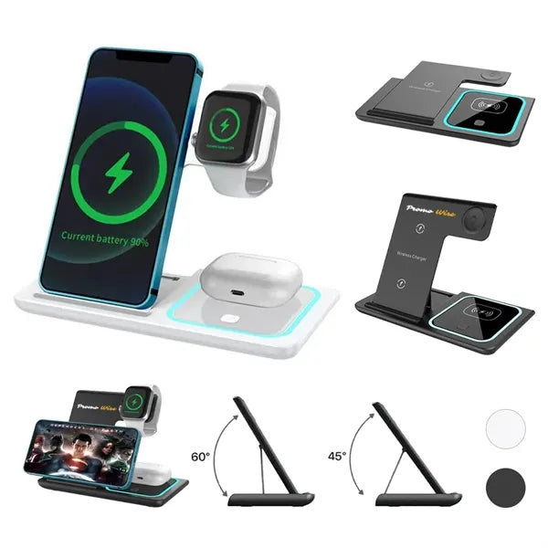 3-in-1 Slim Folding Wireless Desk Charger with Stand