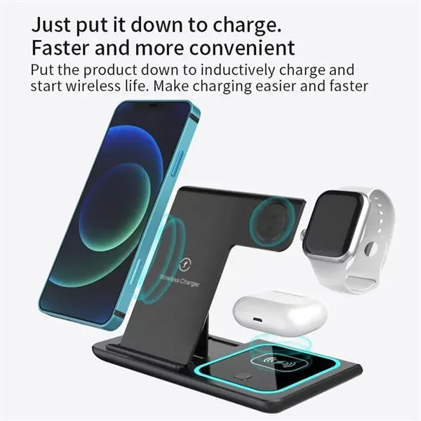 3-in-1 Slim Folding Wireless Desk Charger with Stand