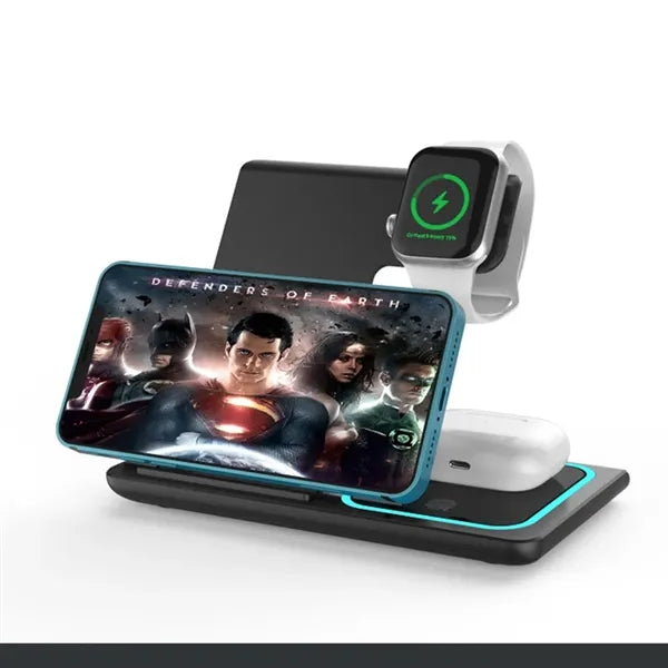 3-in-1 Slim Folding Wireless Desk Charger with Stand