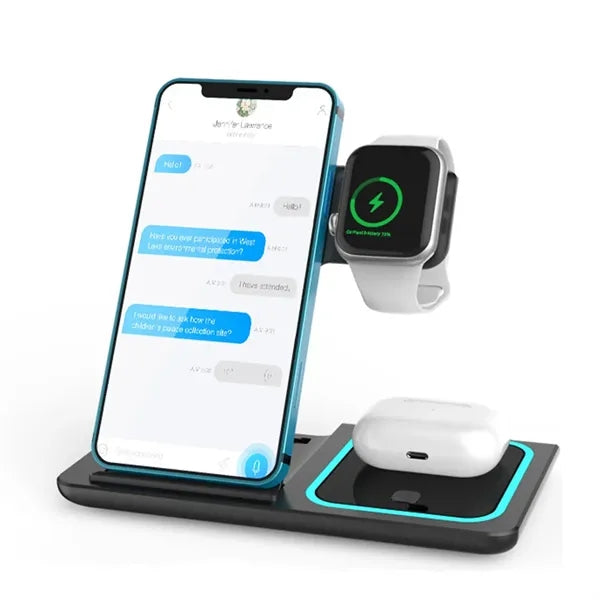 3-in-1 Slim Folding Wireless Desk Charger with Stand