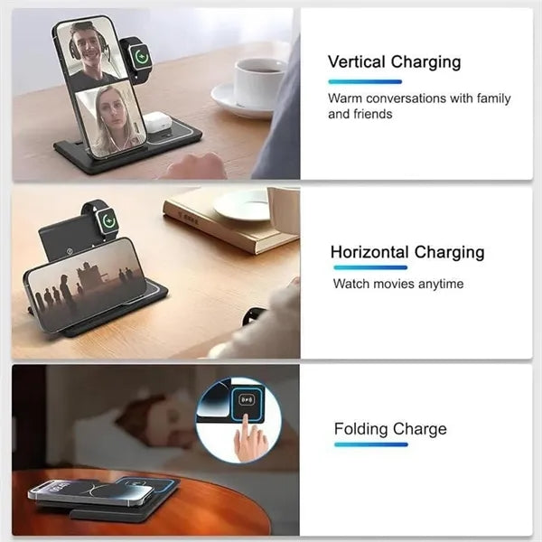 3-in-1 Slim Folding Wireless Desk Charger with Stand
