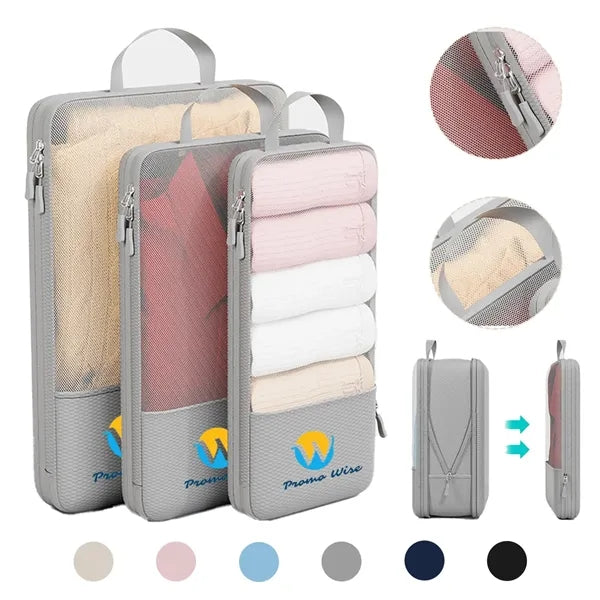 3-Piece Compressible Double Zipper Mesh Storage Bag Sets
