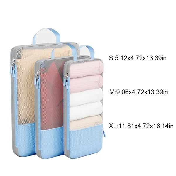 3-Piece Compressible Double Zipper Mesh Storage Bag Sets