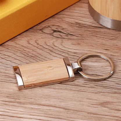 Eco Bamboo Business Card Holder Pen Keychain Gift Kit
