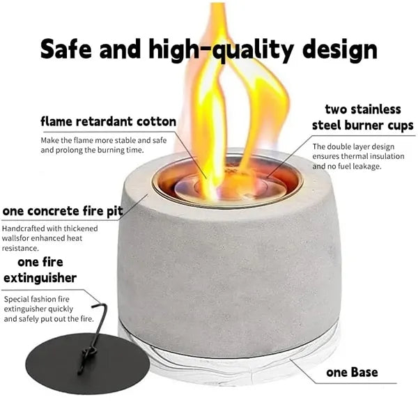 Concrete Tabletop Fire Pit Fireplace Bowl
