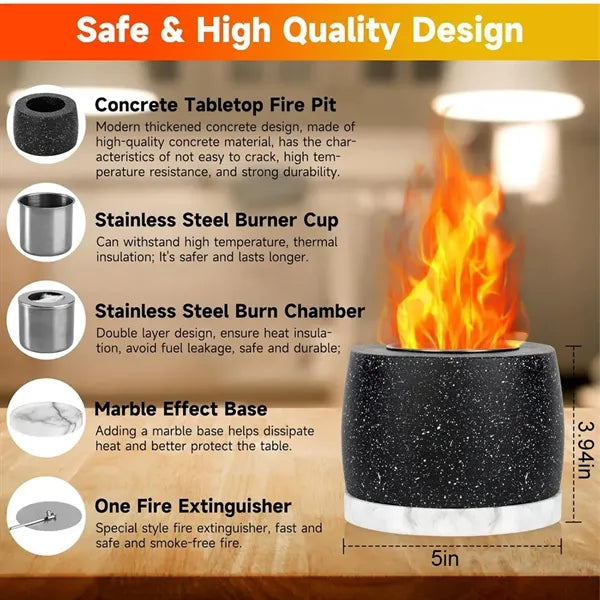 Concrete Tabletop Fire Pit Fireplace Bowl